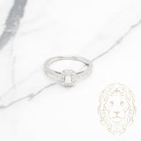 Bague - Or 10K blanc halo diamants naturels 0.35TCW - RIGD558