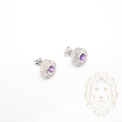Ensemble - Or 10K blanc pendentif & boucles d'oreilles style vintage améthyste & diamants naturels 0.65TCW - ENGD001