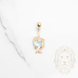 Piercing de nombril - Or 14K jaune dauphin & pierre cz - BCG020