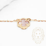 Collier - Or 10K jaune trèfle rose 10mm - CHG1004