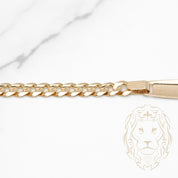 Bracelet - Or 14K jaune barre gravable 6.7mm & curb - BRG813