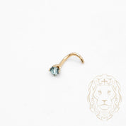 Piercing de nez twist - Or 10K jaune pierre cz bleue 2mm - BCG014