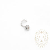 Piercing de nez twist - Or 10K blanc coeur avec pierre cz 3mm - BCG017