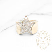 Bague - Or 10K jaune étoile pavé de diamant lab VS 1.50TCW - RIGL103