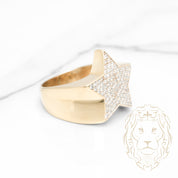 Bague - Or 10K jaune étoile pavé de diamant lab VS 1.50TCW - RIGL103