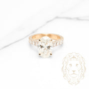 Bague de fiançailles - Or 14K jaune diamant lab 3.01CT VS1 coupe ovale & monture pavé 0.50TCW - RIGL106