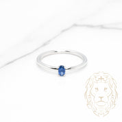 Bague - Or 10K blanc saphir coupe ovale 0.30CT - RIG1013