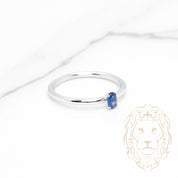 Bague - Or 10K blanc saphir coupe ovale 0.30CT - RIG1013