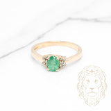 Bague - Or 14K jaune émeraude 0.50CT coupe ovale & diamants naturels 0.16TCW coupe rond brillant - RIGD559