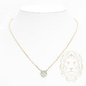 Collier - Or 10K jaune trèfle bleu pâle 10mm - CHG1005