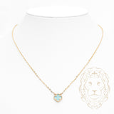 Collier - Or 10K jaune trèfle bleu pâle 10mm - CHG1005