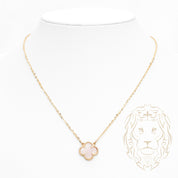 Collier - Or 10K jaune trèfle rose 15mm - CHG1006