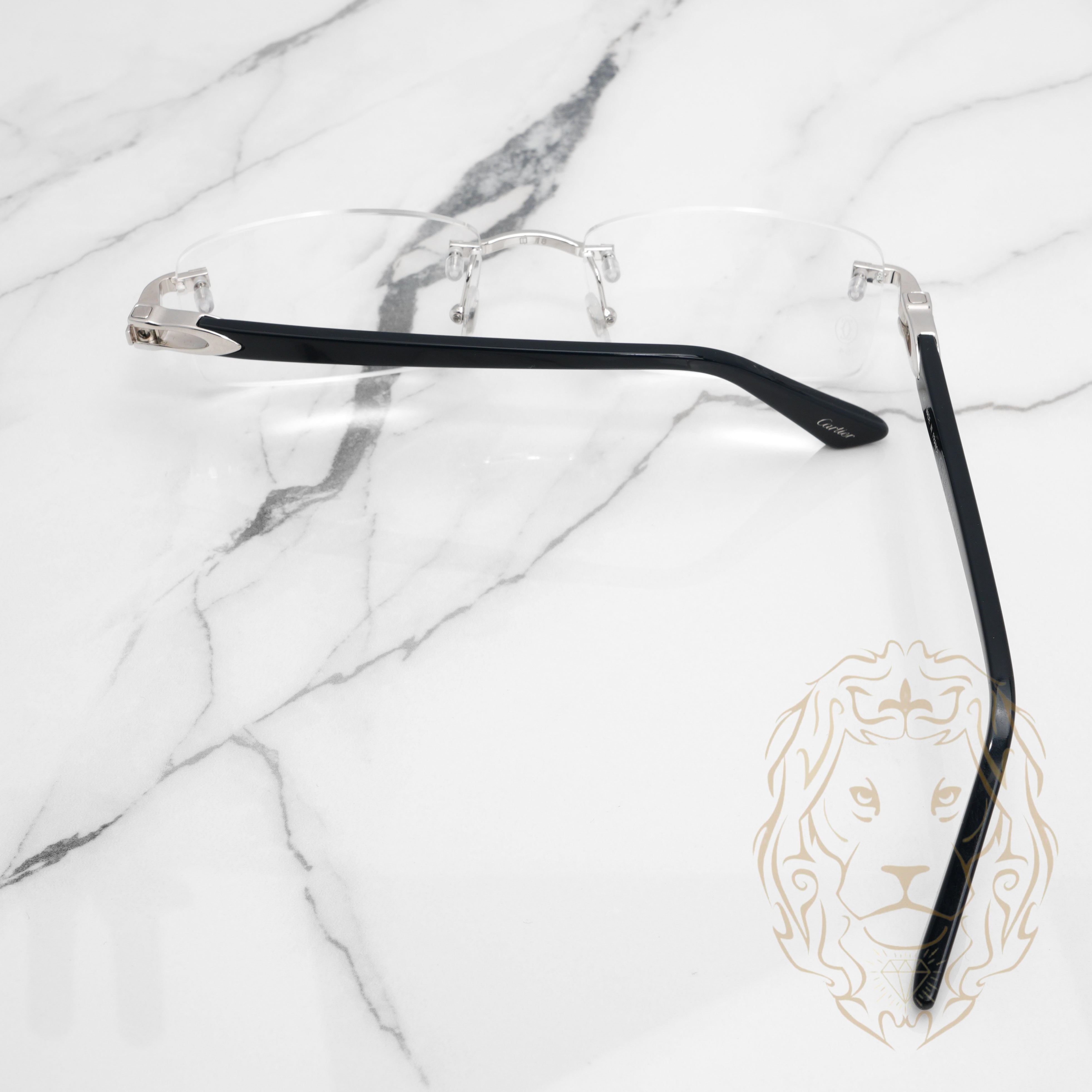 Lunettes Cartier –  Signature C de Cartier noir & argent avec verres transparents - CT0048O-003
