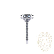 Bague de fiançailles - Or 14K jaune hidden halo diamant lab 3.02CT VS1 coupe ovale & monture pavé 0.37TCW - RIGL105