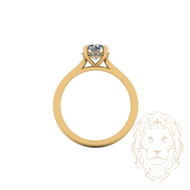 Bague de fiançailles - Or 14K jaune hidden halo diamant lab 1.05CT VS1 coupe rond brillant - RIGL104