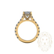 Bague de fiançailles - Or 14K jaune diamant lab 3.01CT VS1 coupe ovale & monture pavé 0.50TCW - RIGL106