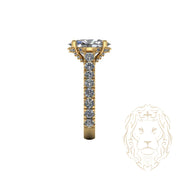 Bague de fiançailles - Or 14K jaune diamant lab 3.01CT VS1 coupe ovale & monture pavé 0.50TCW - RIGL106