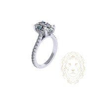 Bague de fiançailles - Or 14K jaune hidden halo diamant lab 3.02CT VS1 coupe ovale & monture pavé 0.37TCW - RIGL105