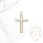 Pendentif - Or 10K deux tons jaune & blanc croix pavé cz - PEG1142