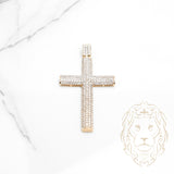 Pendentif - Or 10K deux tons jaune & blanc croix pavé cz - PEG1142