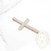 Pendentif - Or 10K deux tons jaune & blanc croix pavé cz - PEG1142