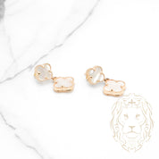 Studs - Or 10K jaune trèfles en nacre pendantes - BOG1134