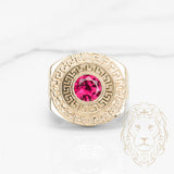 Bague - Or 10K jaune pierre rouge cz - RIG1036