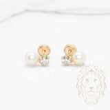 Studs à visser - Or 10K jaune pierre cz & perle - BOG1136