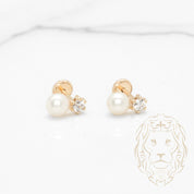 Studs à visser - Or 10K jaune pierre cz & perle - BOG1136