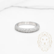 Bague - Or 14K blanc semi-éternité micropavé de diamants laboratoire 0.25TCW - RIGL112