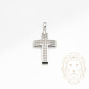 Pendentif - Or 10K blanc croix pavé de diamants lab 0.25TCW - PEGL052