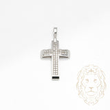Pendentif - Or 10K blanc croix pavé de diamants lab 0.25TCW - PEGL052