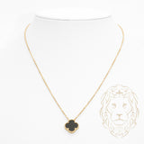 Collier - Or 10K jaune pendentif trèfle noir 14mm - CHG1128