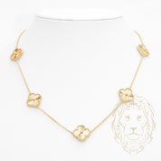 Collier - Or 10K jaune trèfles guillochés 15mm - CHG1131