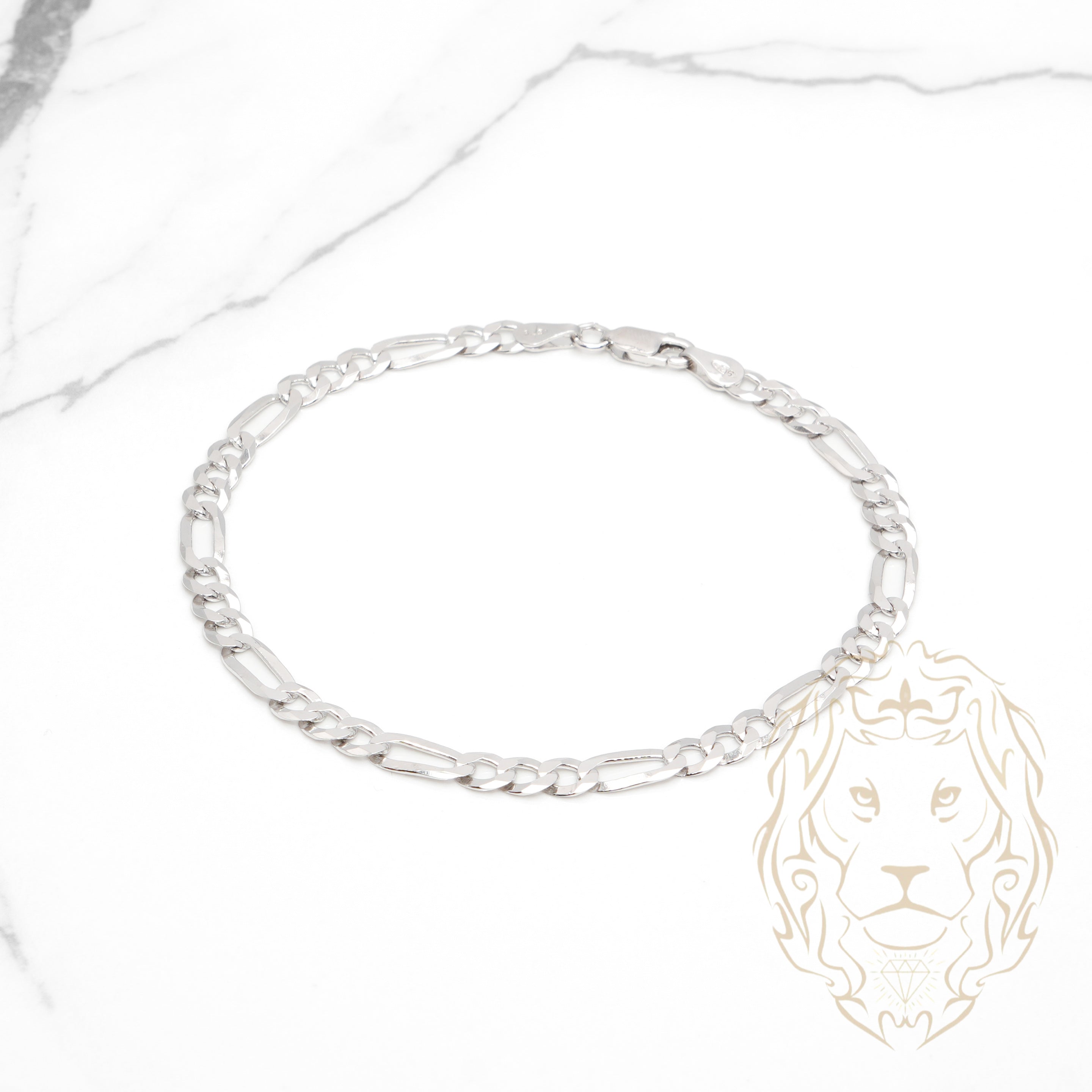 Bracelet - Argent rhodié figaro 4.5mm - BRS538