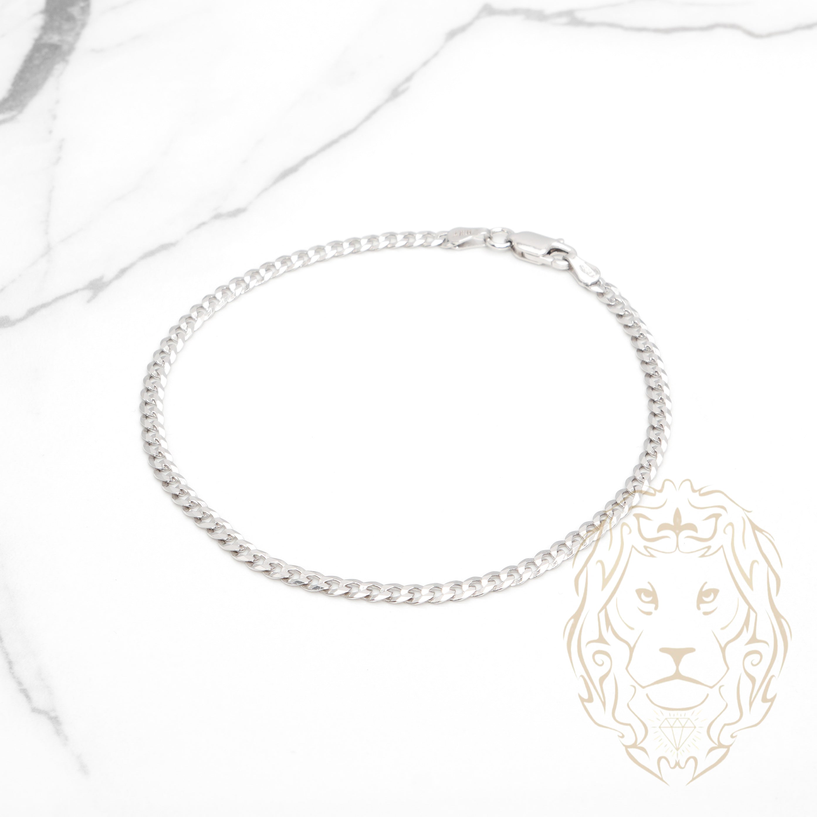 Bracelet - Argent rhodié curb 3mm - BRS543