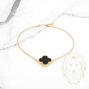 Bracelet - Or 10K jaune trèfle noir 14.5mm - BRG858