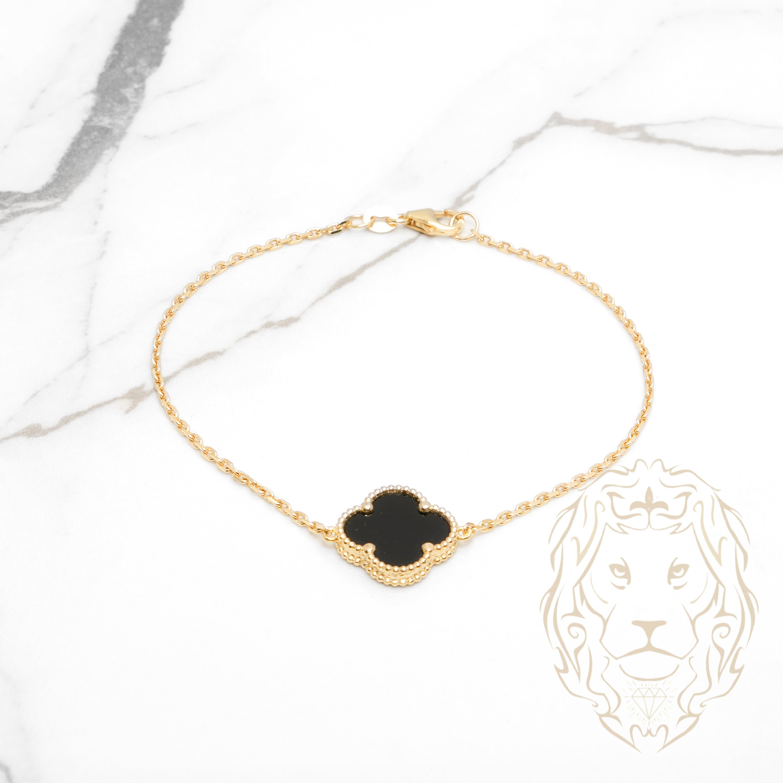 Bracelet - Or 10K jaune trèfle noir 14.5mm - BRG858