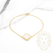 Bracelet - Or 10K jaune trèfle en nacre 14.5mm - BRG859