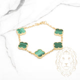 Bracelet - Or 10K jaune trèfles verts 14.5mm - BRG861