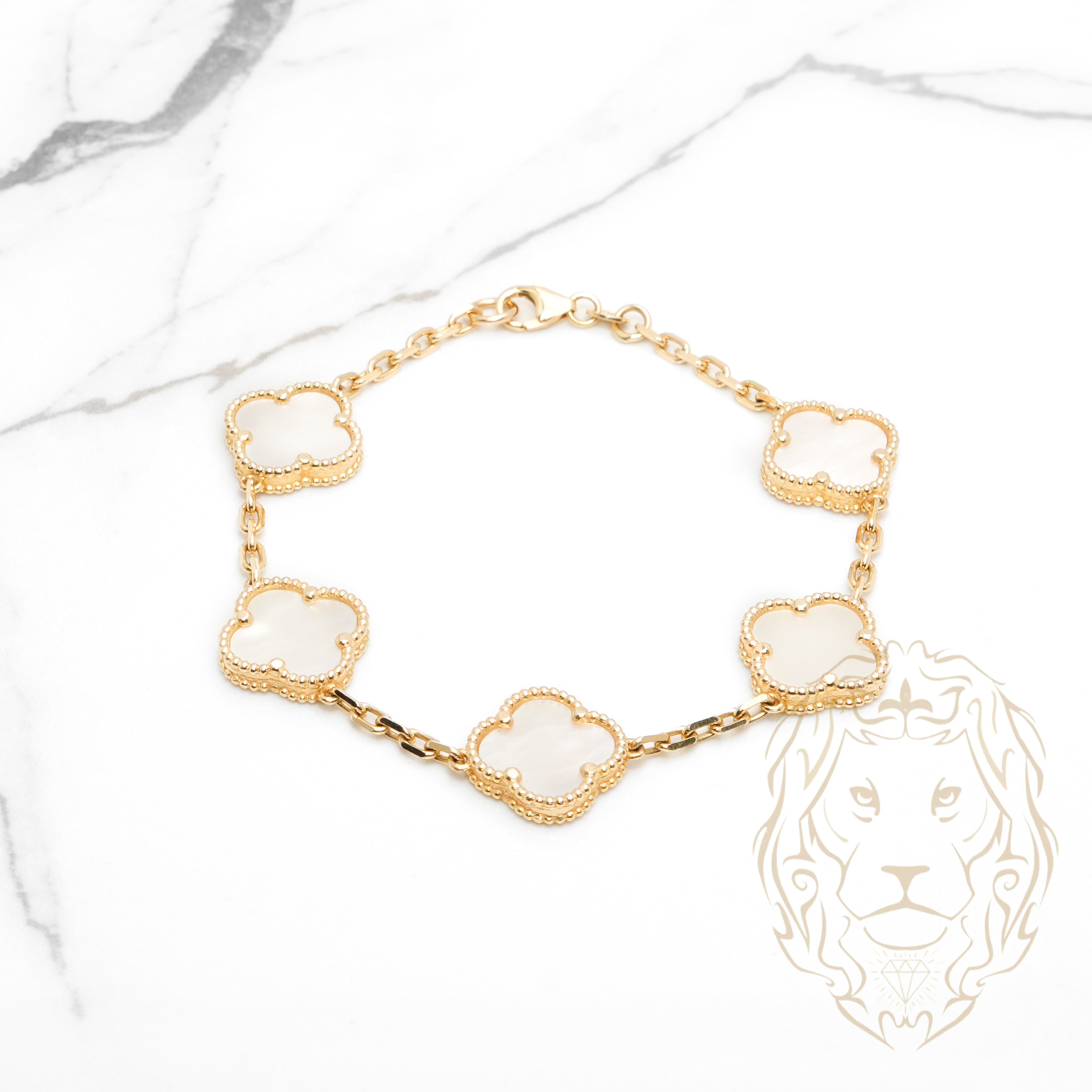 Bracelet - Or 10K jaune trèfles en nacre 14.5mm - BRG862