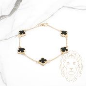 Bracelet - Or 10K jaune trèfles noirs 9.5mm - BRG864