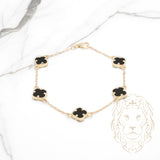 Bracelet - Or 10K jaune trèfles noirs 9.5mm - BRG864