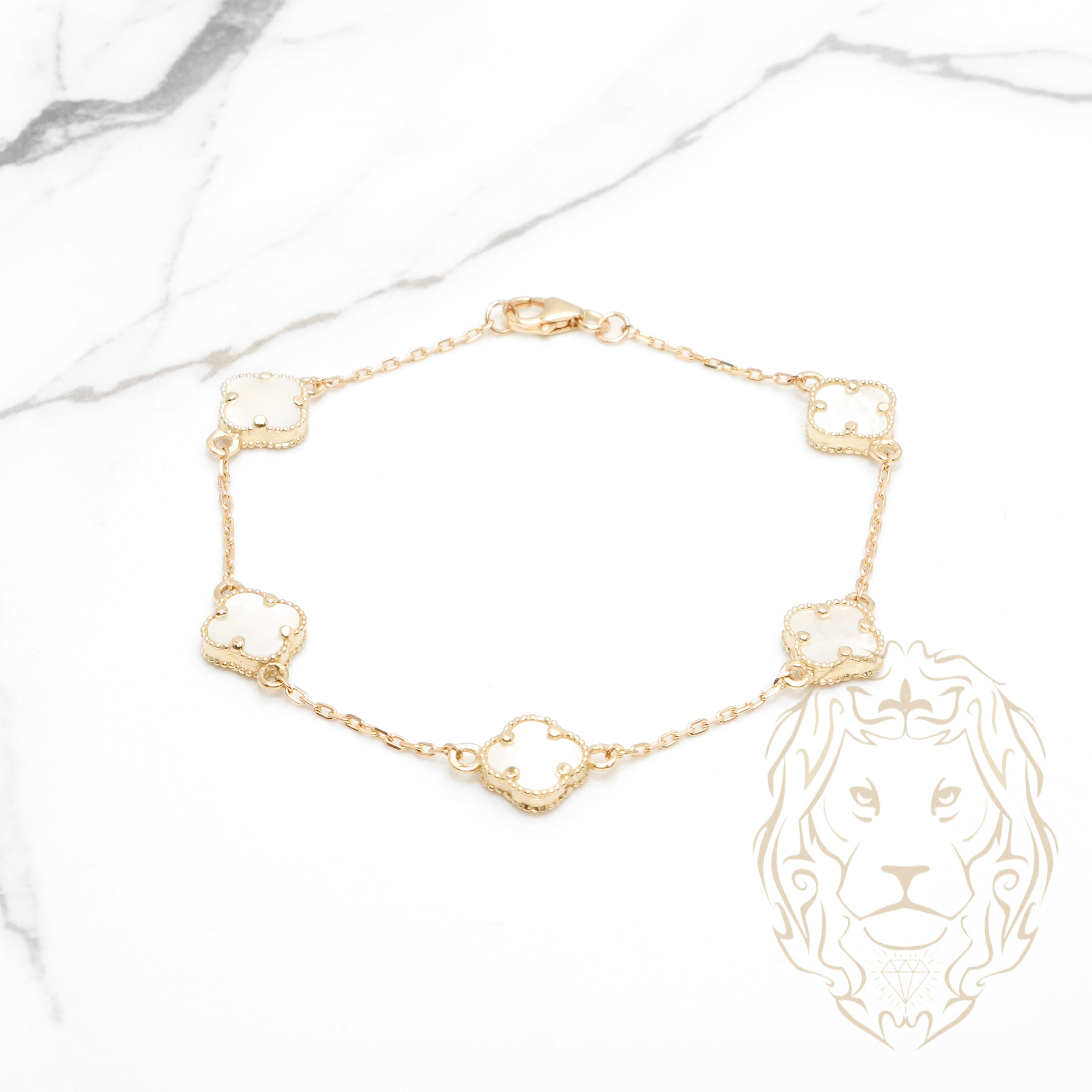 Bracelet - Or 10K jaune trèfles en nacre 9.5mm - BRG865