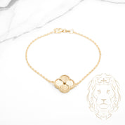 Bracelet - Or 10K jaune trèfle guilloché 15mm - BRG866