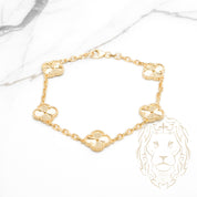 Bracelet - Or 10K jaune trèfles guillochés 12mm - BRG908