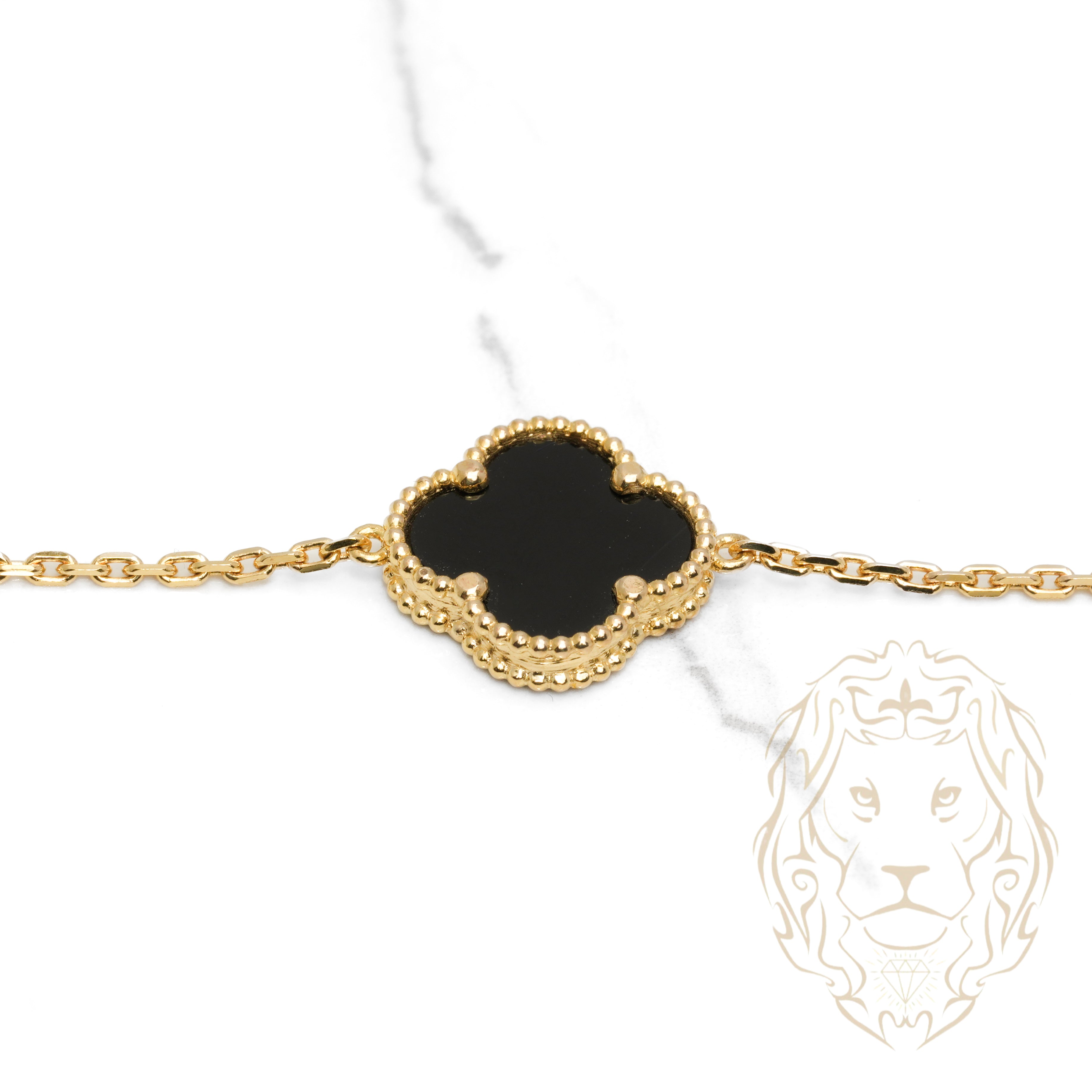 Bracelet - Or 10K jaune trèfle noir 14.5mm - BRG858