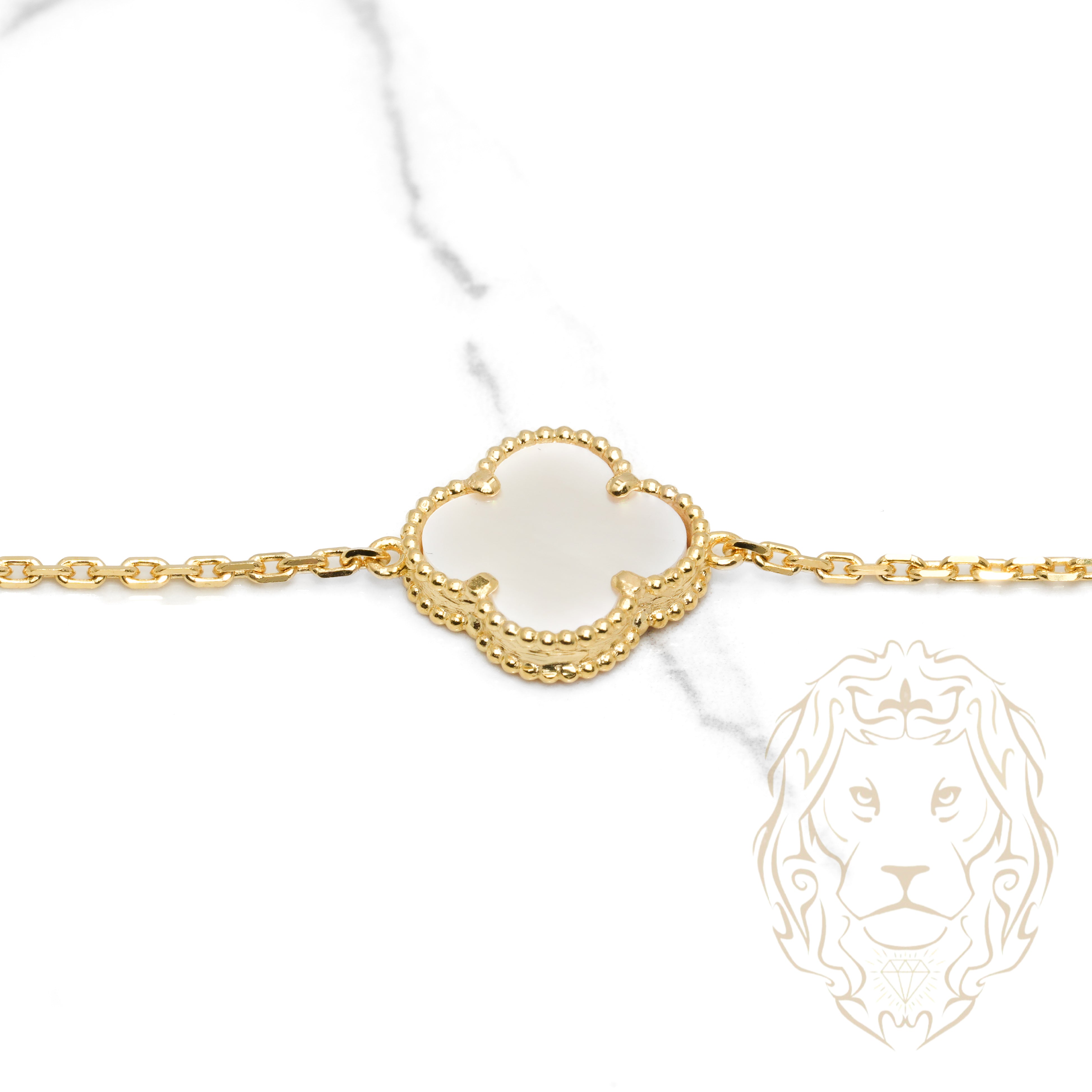 Bracelet - Or 10K jaune trèfle en nacre 14.5mm - BRG859