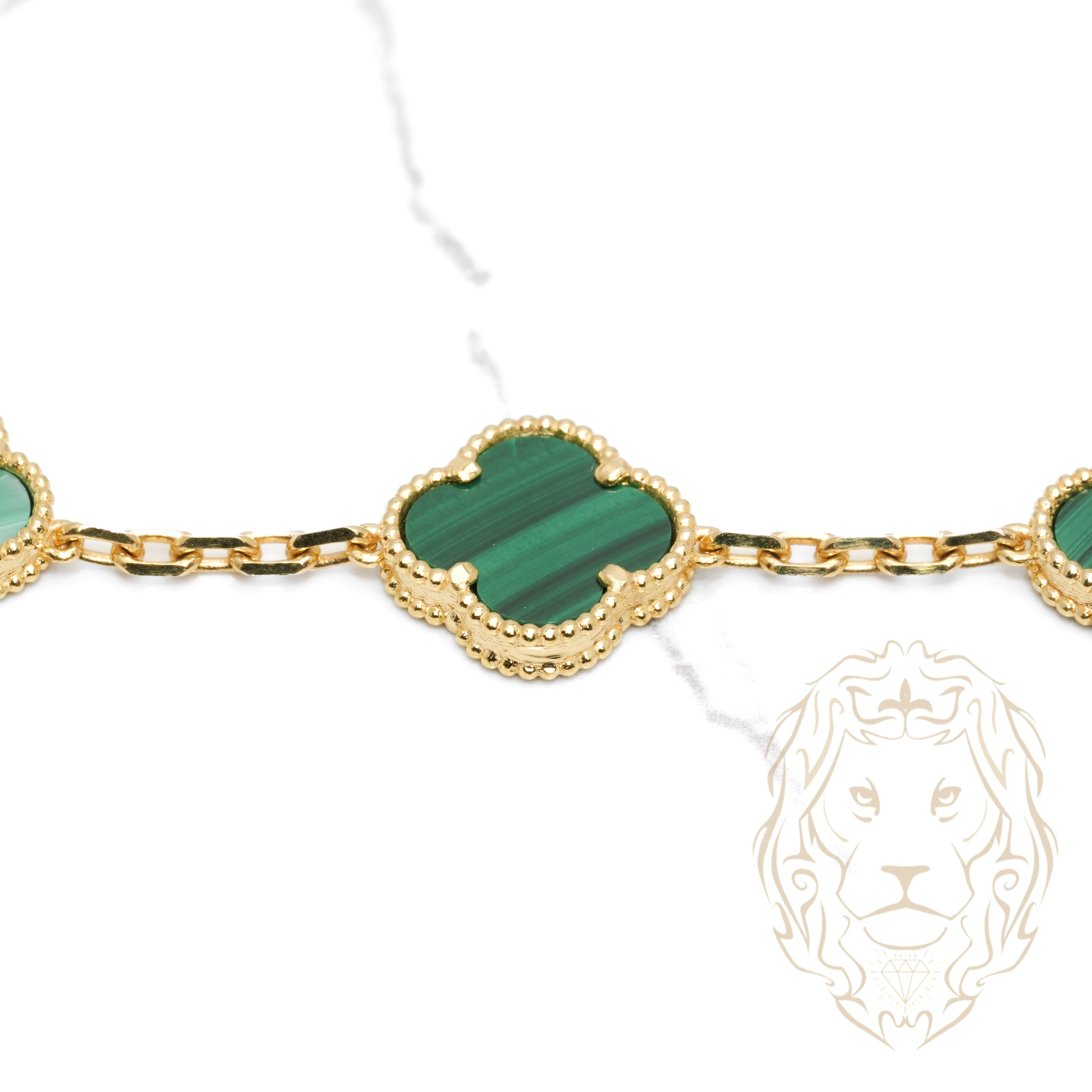 Bracelet - Or 10K jaune trèfles verts 14.5mm - BRG861