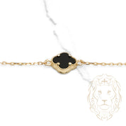 Bracelet - Or 10K jaune trèfles noirs 9.5mm - BRG864